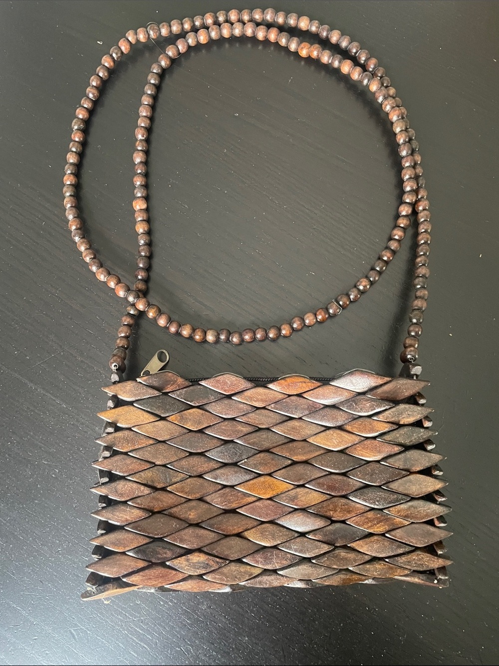 Hand Crafted Geometric beaded crossbody purse